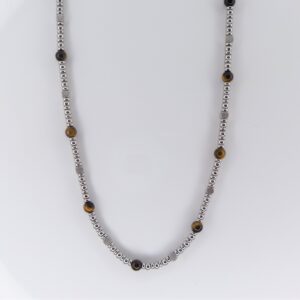 Stainless Steel Tigers Eye Bead Necklace