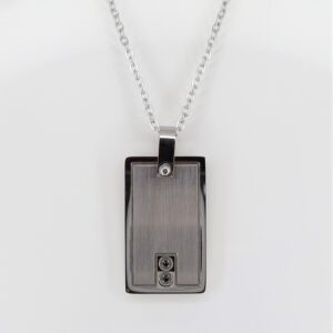 Unique & Co Matt Stainless Steel and Black Stone Pendant