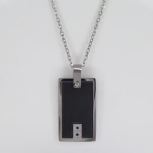 Unique & Co Matt Black Stainless Steel and Black Stone Pendant
