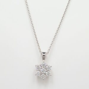 18ct White Gold Diamond Cluster Pendant