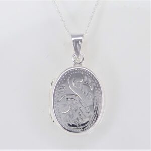 Silver Engraved Locket and Chain