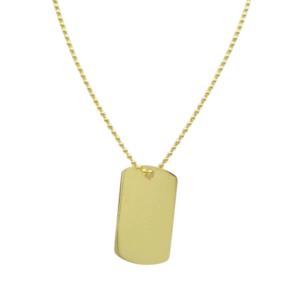 9ct Yellow Gold 20in Ball Chain Dog Tag