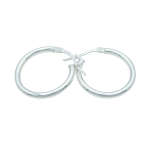 Silver Round Tube Hoop Earrings