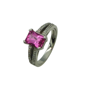 18ct White Gold Pink Tourmaline and Diamond Ring