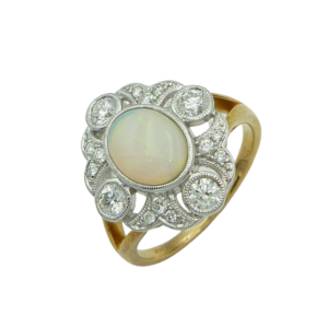 9ct Gold Opal and Diamond Cluster Ring
