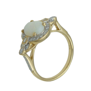 9ct Gold Opal and Diamond Cluster Ring