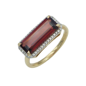 9ct Yellow Gold Garnet and Diamond Dress Ring