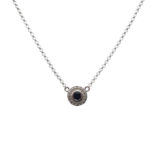 9ct White Gold Sapphire & Diamond Necklace
