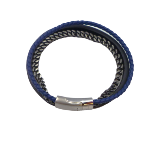 Unique & Co Black & Navy Leather Bracelet