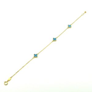 9ct Gold Turquoise Petal Bracelet