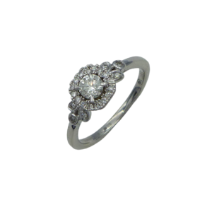 9ct White Gold Fancy Halo Diamond Ring