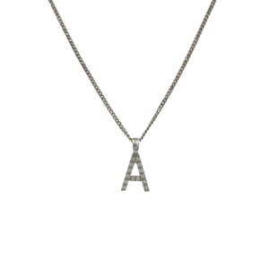 9ct White Gold Diamond Pendant Letter A