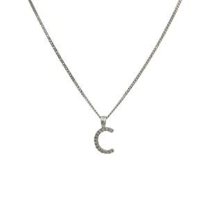 9ct White Gold Diamond Pendant Letter C