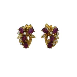 14ct Gold Ruby & Diamond Earrings