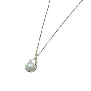 Silver Pearl & CZ Necklace