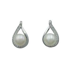 Silver CZ & Pearl Earrings