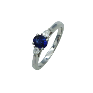 Platinum Sapphire and Diamond Ring