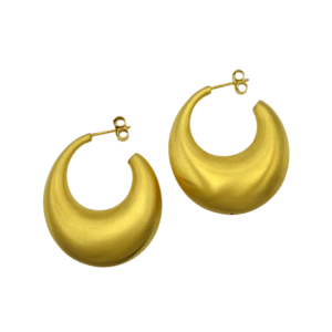 Silver Satin Finish Gold Plated Hoop Earrings