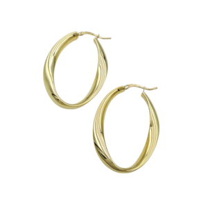 9ct Gold Oval Twist Hoop Earrings
