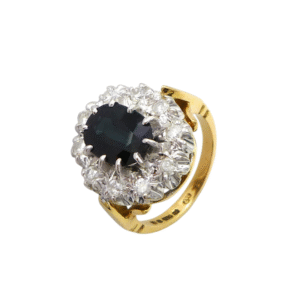 18ct Gold Sapphire and Diamond Cluster Ring