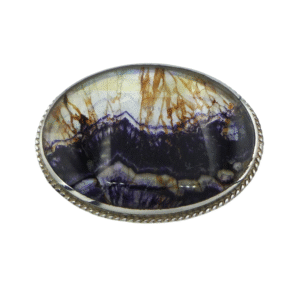 Silver Blue John Brooch