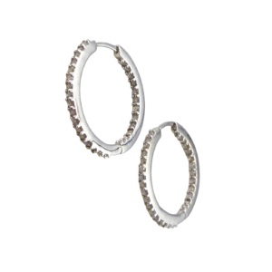 14ct White Gold Diamond Hoop Earrings