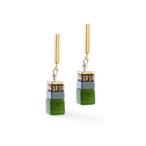 Coeur de Lion GeoCUBE Green Nephrite Earrings