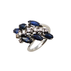 18ct White Gold Sapphire and Diamond Dress Ring