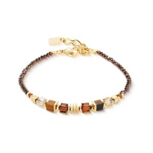 Coeur de Lion Elegance Wave Cube Brown Gold Bracelet