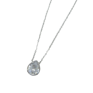 Silver CZ Teardrop Necklace