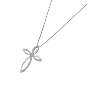 Silver CZ Fancy Cross with Chain
