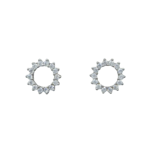 Silver CZ Circle Stud Earrings
