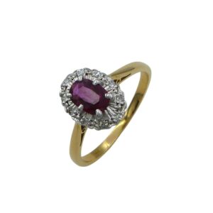 18ct Gold Ruby and Diamond Cluster Ring
