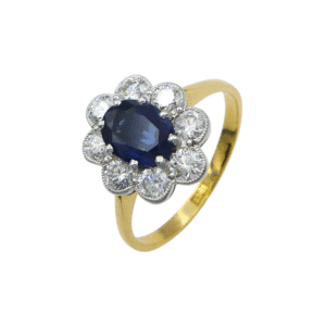 18ct Gold Sapphire and Diamond Cluster Ring