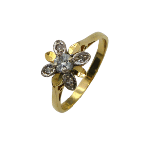 18ct Gold 0.16ct Diamond Flower Ring