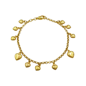 9ct Gold Drop Hearts Bracelet