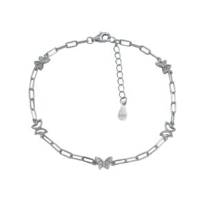 Silver CZ Butterfly Bracelet