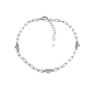 Silver CZ Heart Bracelet