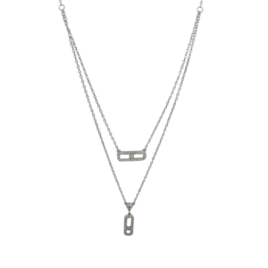 Silver Floating CZ Necklace