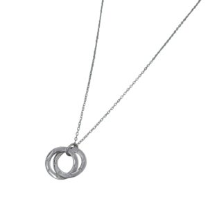 Silver 2 Circle CZ Necklace