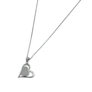 Silver CZ Heart Necklace