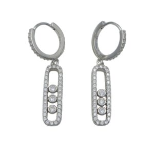 Silver Floating CZ Drop Earrings
