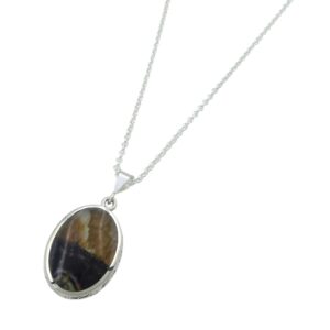 Silver Blue John Pendant with Silver Chain