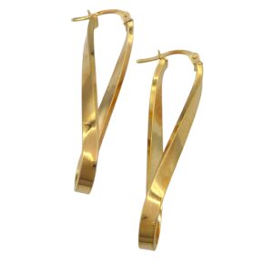 9ct Gold Drop Twist Hoop Earrings