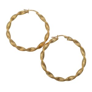 9ct Gold Twist Hoop Earrings