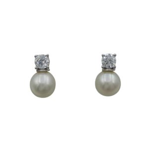 Silver CZ & Pearl Earrings