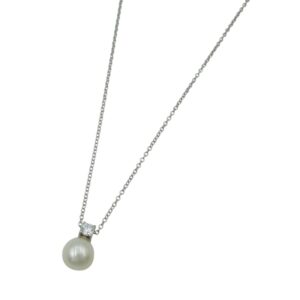 Silver Pearl & CZ Necklace