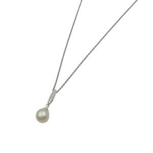 Silver Pearl & CZ Necklace