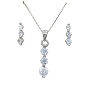 Silver CZ Drop Matching Set