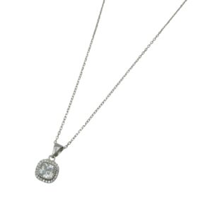 Silver CZ Halo Pendant